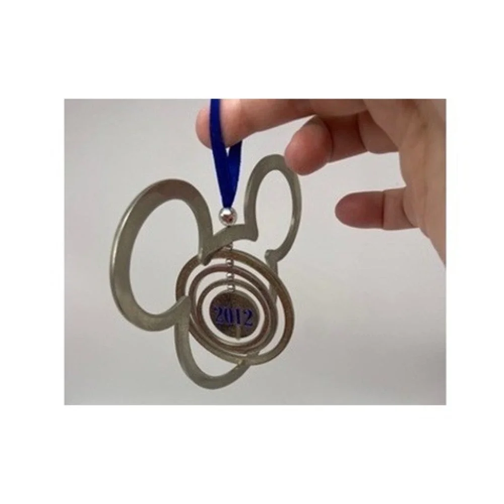 Disney 2012 Mickey Mouse Nested Circles Ornament Blue Ribbon Hanging‎ Charm